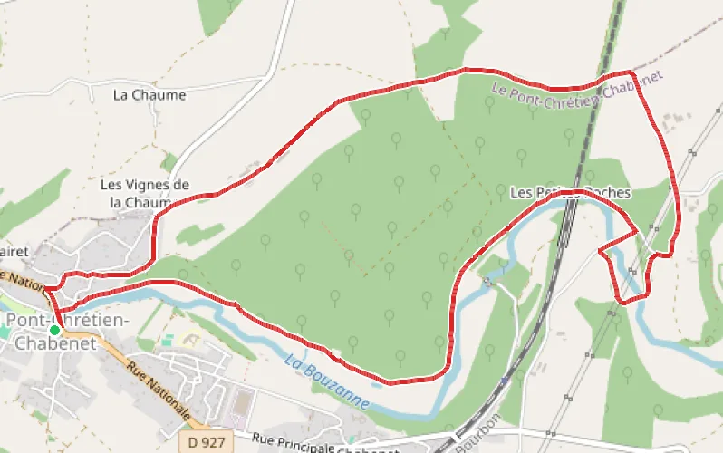 Tracé du parcours Châteaux, pont de bois et viaduc à Pont-Chrétien