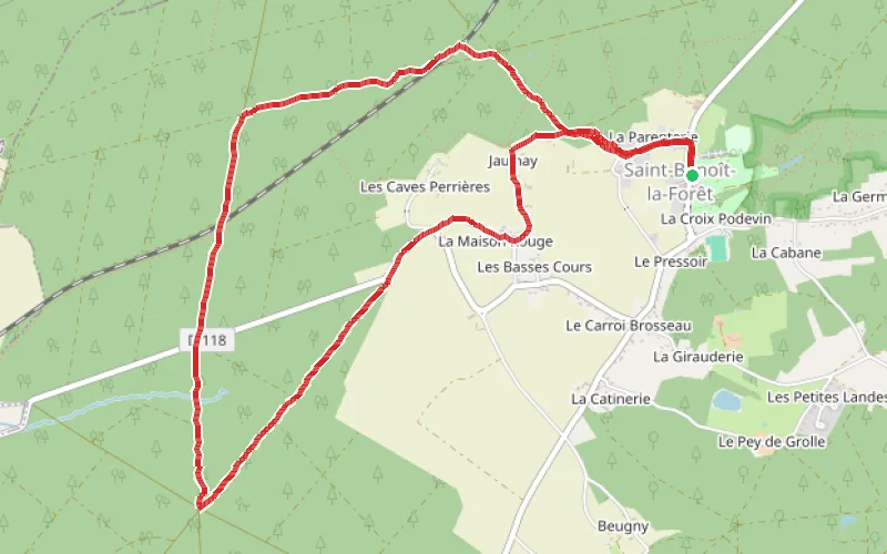Tracé du parcours Boucle le Téméraire à Saint-Benoît-la-Forêt