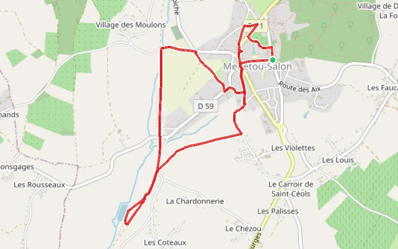 Tracé du parcours Du village à l'étang de Menetou-Salon