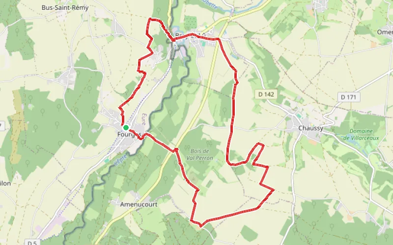 Tracé du parcours Les Coteaux de l'Epte au départ de Fourges