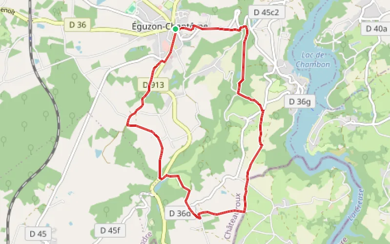 Tracé du parcours Marche familiale autour d'Éguzon-Chantôme
