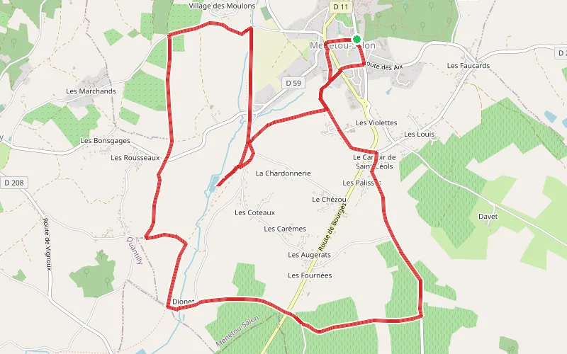 Tracé du parcours Entre vergers et vignes de Menetou-Salon