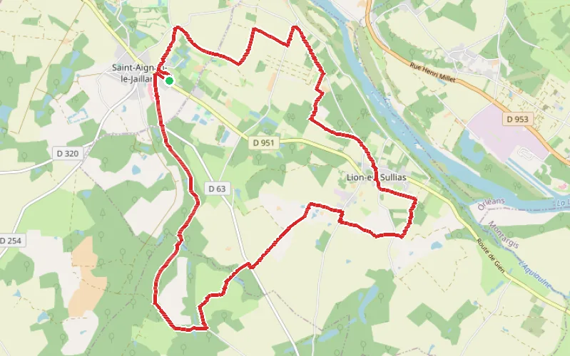 Tracé du parcours Boucle entre Saint-Aignan-le-Jaillard et Lion-en-Sullias