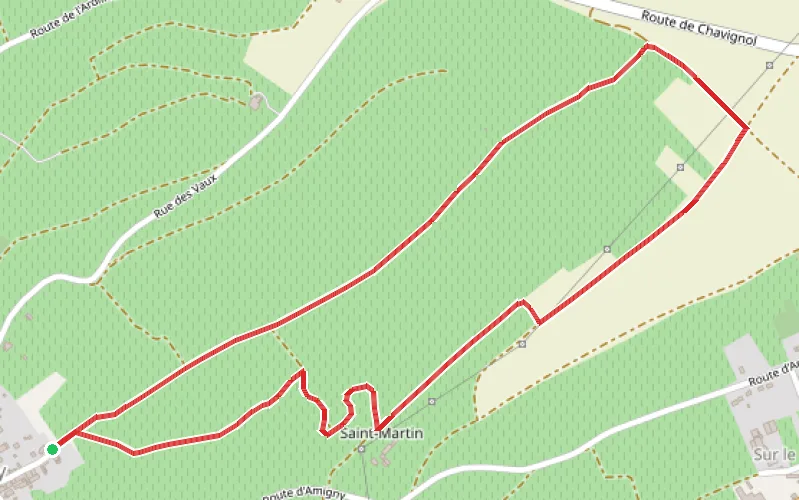 Tracé du parcours Petite boucle au pied de Sancerre au départ d'Amigny