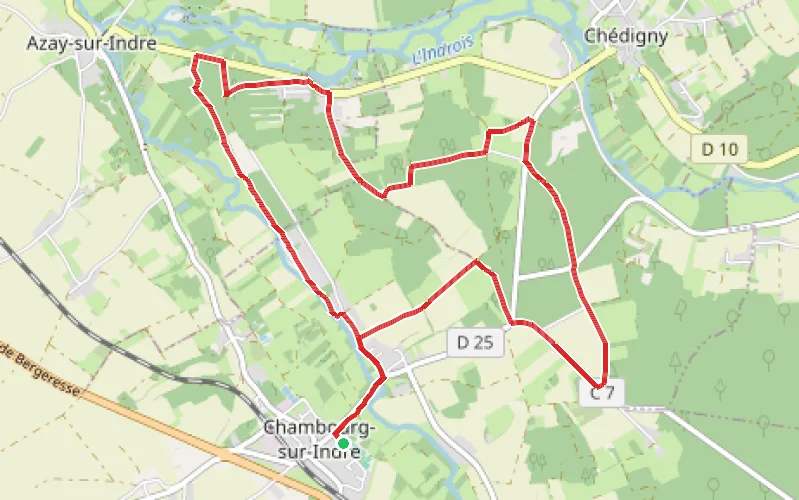 Tracé du parcours La Vallée de l'Indre depuis Chambourg-sur-Indre