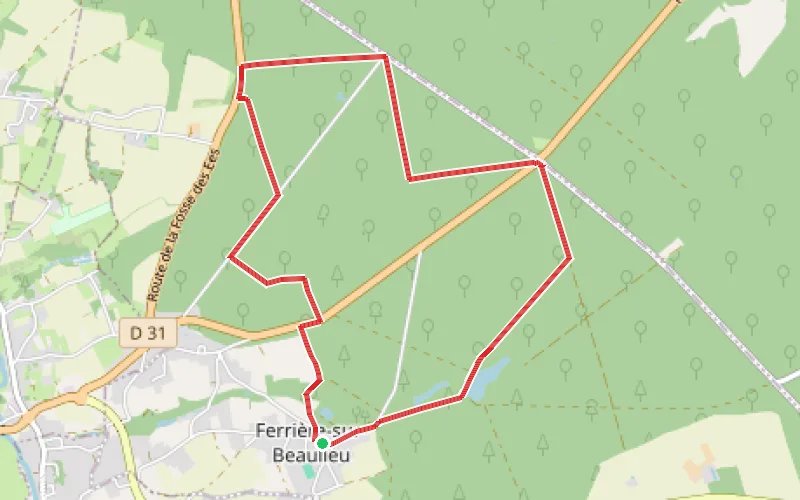 Tracé du parcours En forêt domaniale par l'Étang de Ferrière depuis Ferrière-sur-Beaulieu
