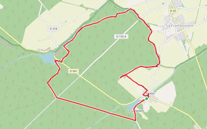Tracé du parcours Tour du Gué au Chéron en forêt de Senonches