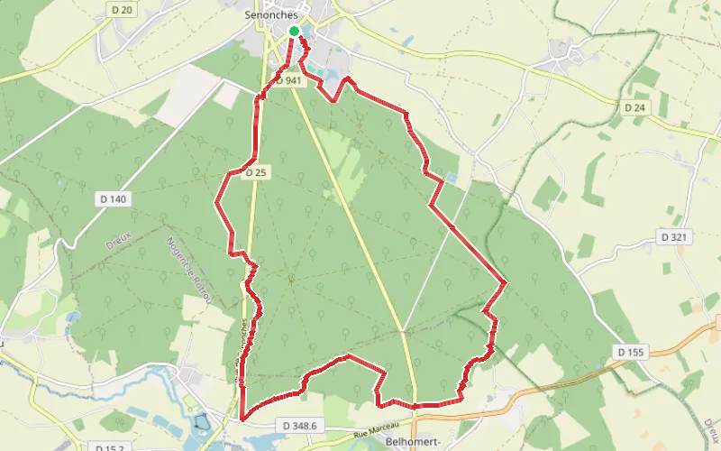 Tracé du parcours Tournez en "Rond" dans la basse forêt de Senonches