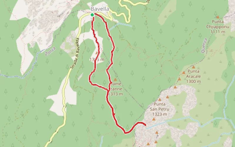 Tracé du parcours Col de Bavella : "U Cumpuleddu" (Le Trou de la Bombe)