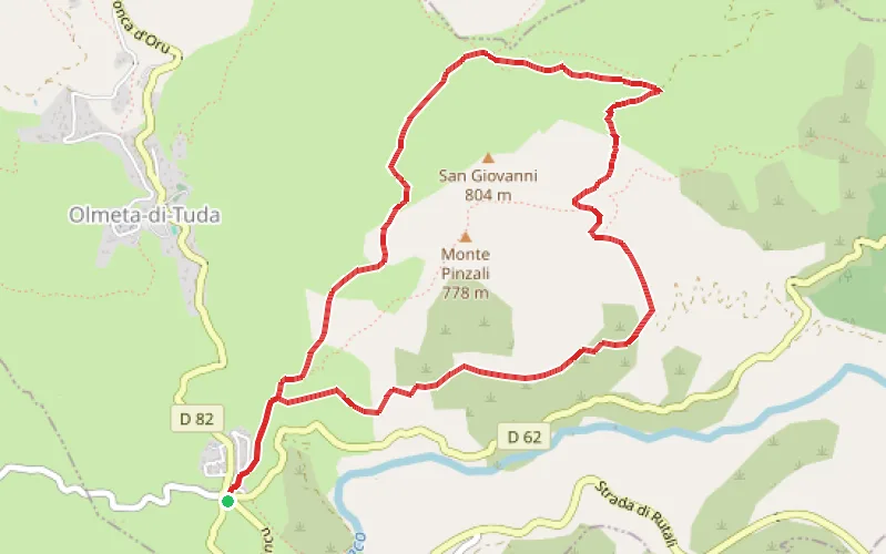 Tracé du parcours Chjassu Ornitulogicu di Santu Stefanu - Olmeta di Tuda