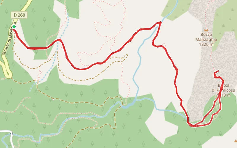 Tracé du parcours Col de Fumicosa ou Bocca di Fumicosa