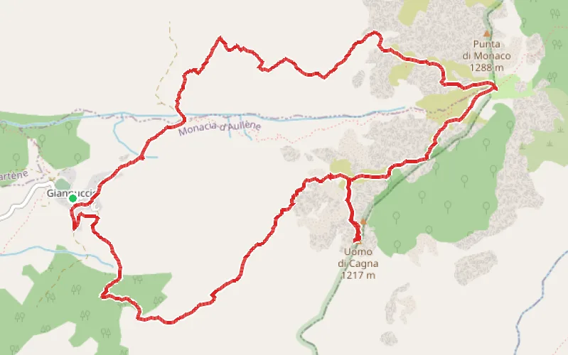 Tracé du parcours Boucle Omu di Cagna-bocca di u Monacu-Gianucciu