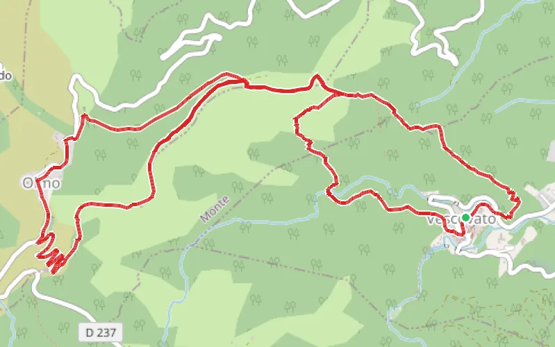 Tracé du parcours Double boucle entre Vescovato et l'Olmu