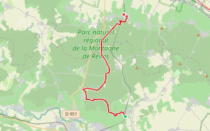 Tracé du parcours D'Avenay-Val-d'Or à Rilly-la-Montagne par la via campaniensis