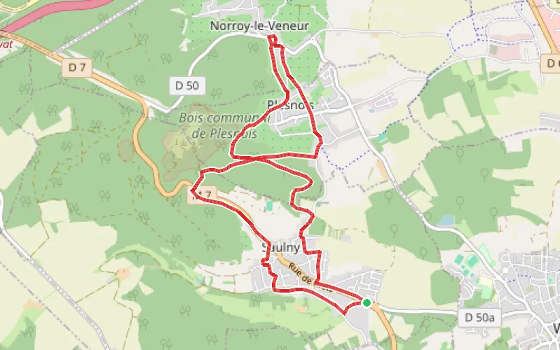 Tracé du parcours Autour de Saulny, Plesnois et Norroy-le-Veneur