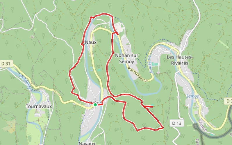 Tracé du parcours Le Gros Chêne depuis Thilay