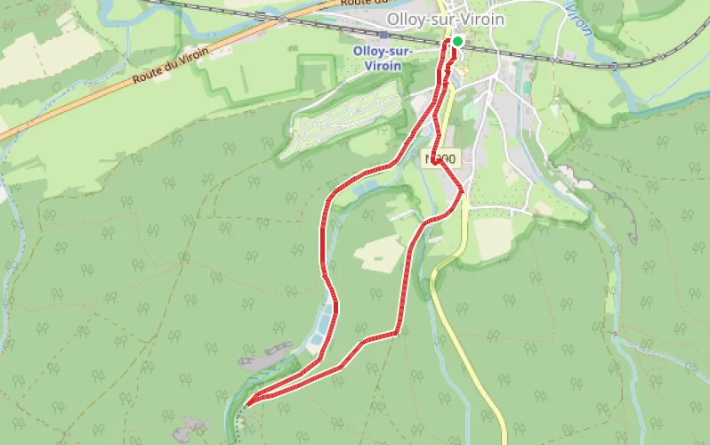 Tracé du parcours Entre Ardenne et Calestienne, le chemin du Vicinal