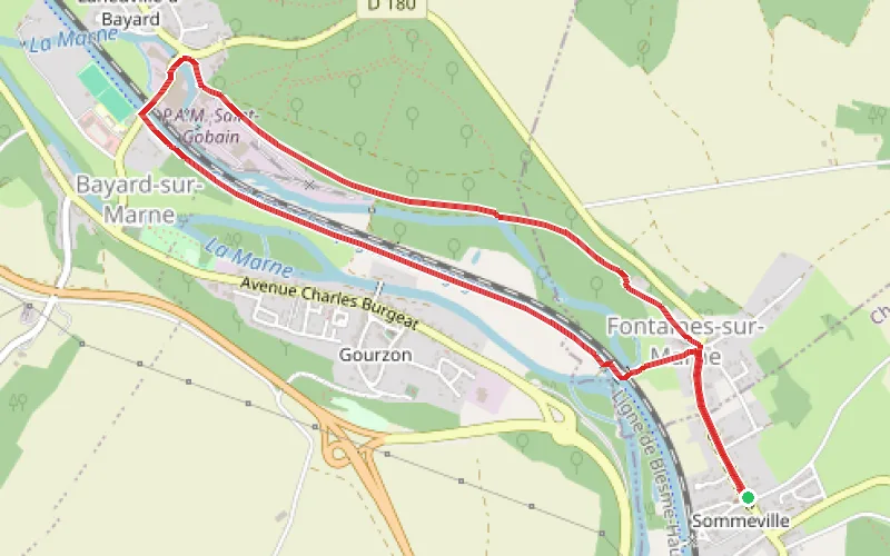 Tracé du parcours La boucle de Sommeville par la butte du Châtelet et le chemin de halage