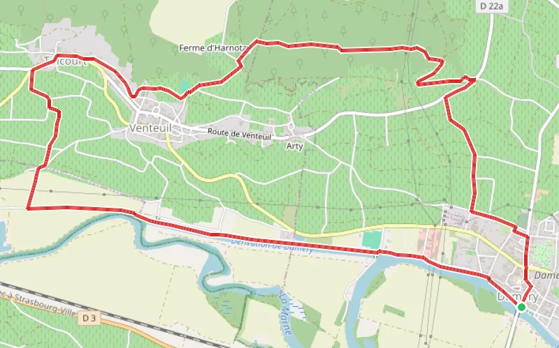 Tracé du parcours Balade des Pâtis de Damery