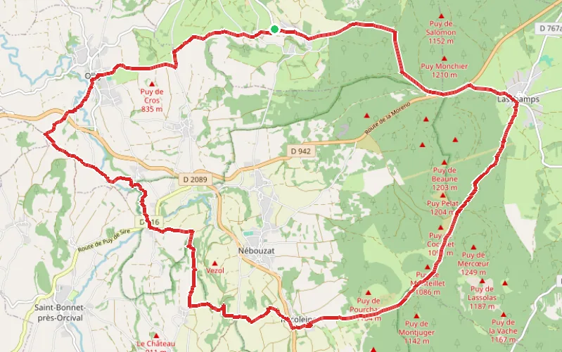Tracé du parcours La boucle des dômes - Partie Sud