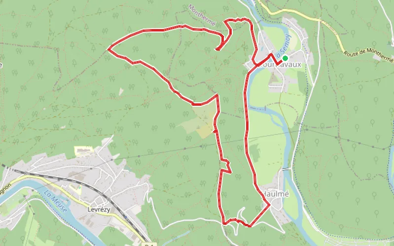 Tracé du parcours La crête du Liry par les carrières du Fay-Phades