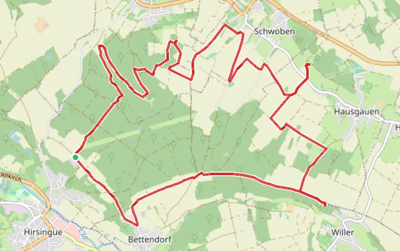 Tracé du parcours Circuit du Sundgau : la boucle Hirsingue-Wittersdorf par la voie romaine