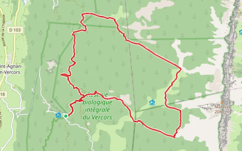Tracé du parcours Vercors : Boucle du sentier central, par le GR®91 et le Bacha de l'Ours