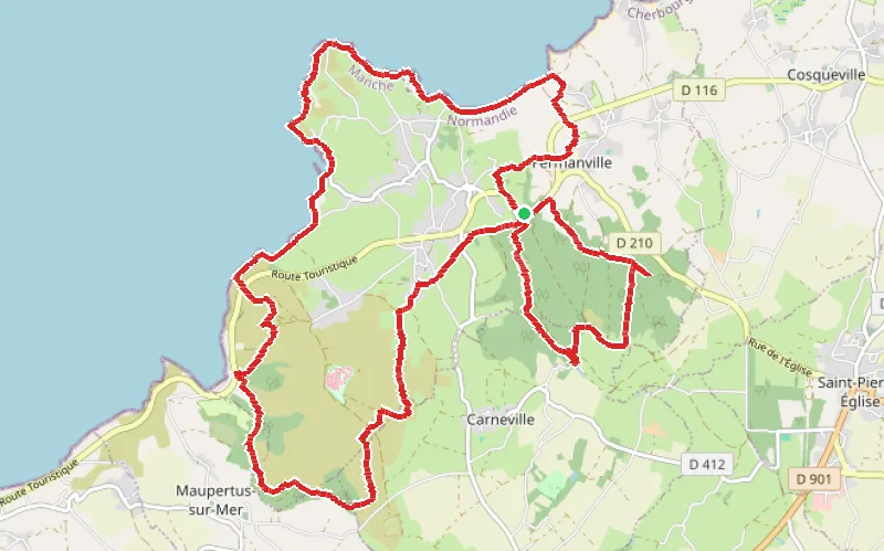 Tracé du parcours À la découverte de Fermanville : terre, mer et Mange-Cailloux