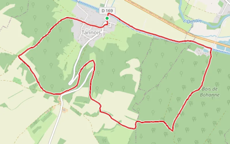 Tracé du parcours Boucle du Belvédère de Tannois