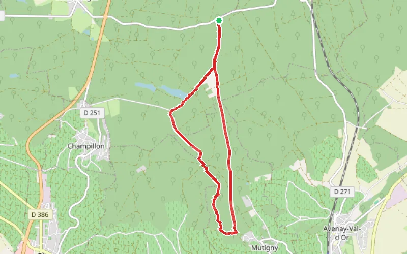 Tracé du parcours Étang de la Neuville par l'école buissonnière