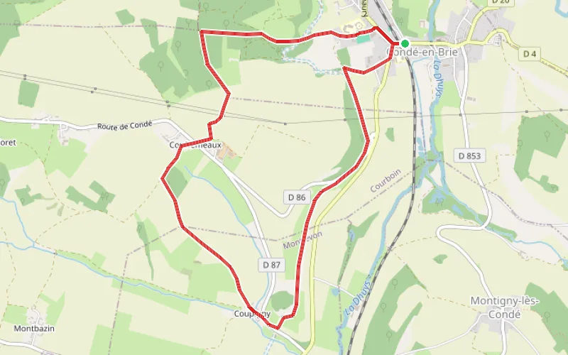 Tracé du parcours L'aqueduc de la Dhuis et Condé-en-Brie