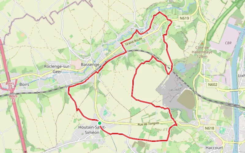 Tracé du parcours Les Hauts de Froidmont au départ de Houtain-Saint-Siméon