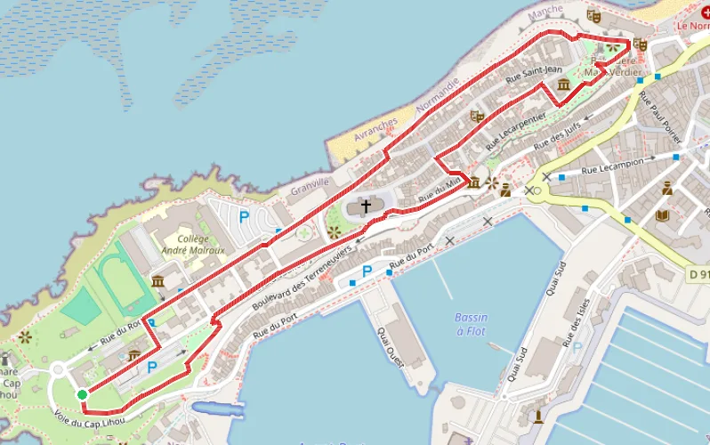 Tracé du parcours La Haute Ville de Granville