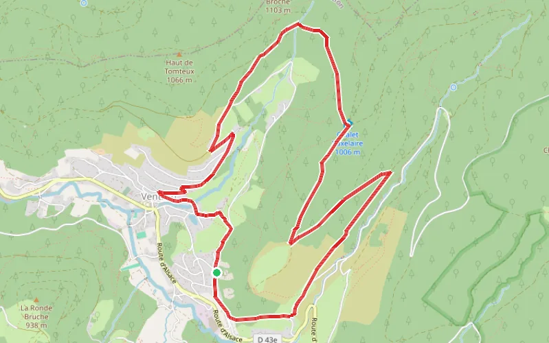 Tracé du parcours Forêt du Rupt Fourchu par le Chalet Vaxelaire