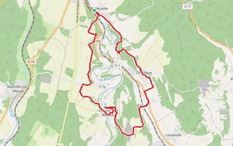 Tracé du parcours Les méandres du Mouzon