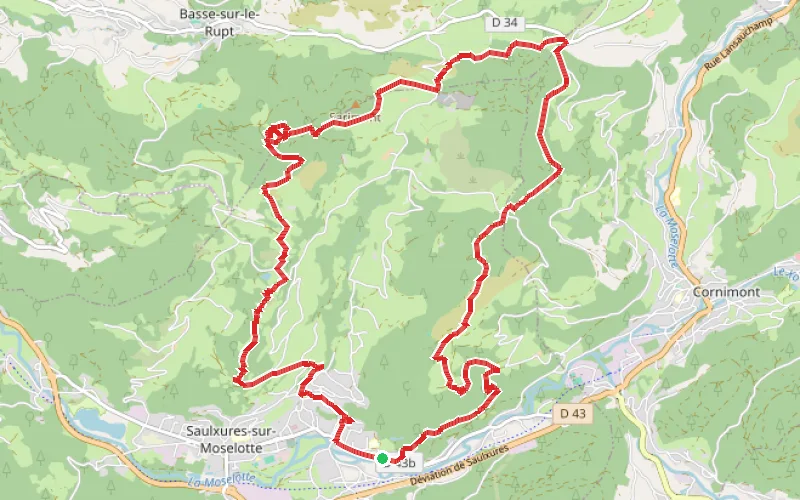 Tracé du parcours Le Haut du Roc depuis Saulxure