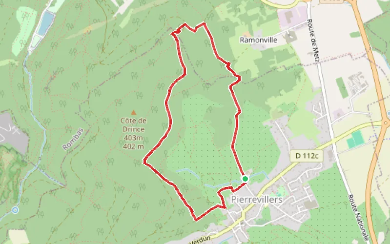 Tracé du parcours Tour de Drince au départ de Pierrevillers
