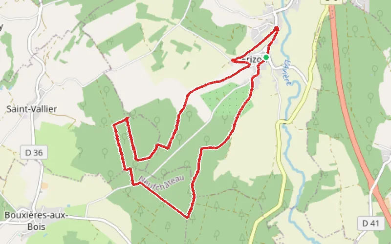 Tracé du parcours Boucle de la Fontaine Valère à Frizon