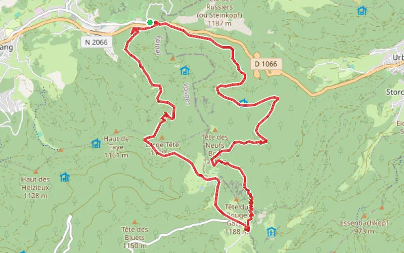 Tracé du parcours Le Rouge Gazon par le Sapin Saint-Antoine et la Cuisine du Diable