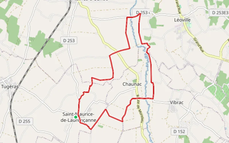 Tracé du parcours La plaine du côté de Saint-Maurice de Laurençanne
