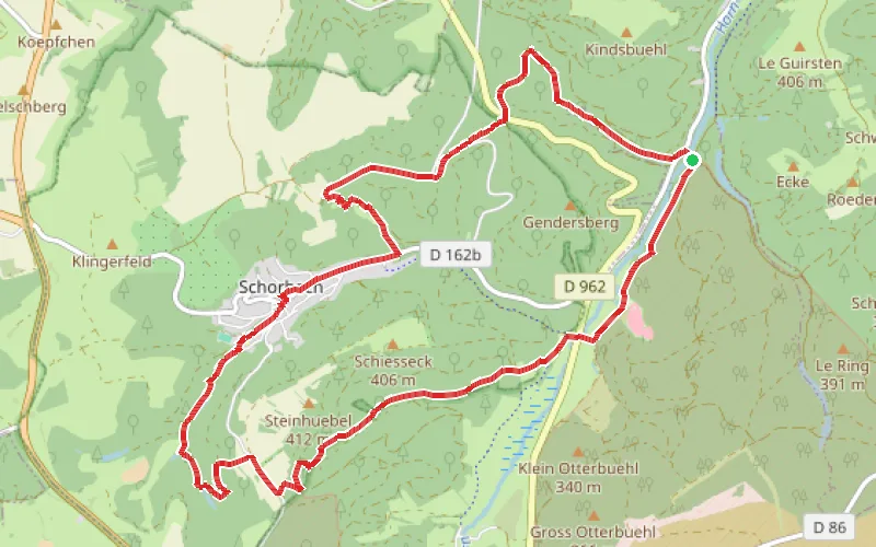 Tracé du parcours Circuit au départ de Schwingmuehle par Schorbach