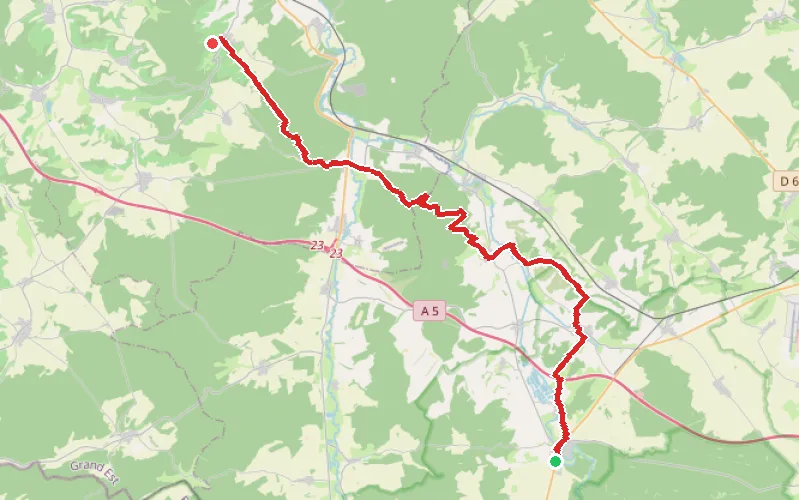 Tracé du parcours Châteauvillain - Baroville