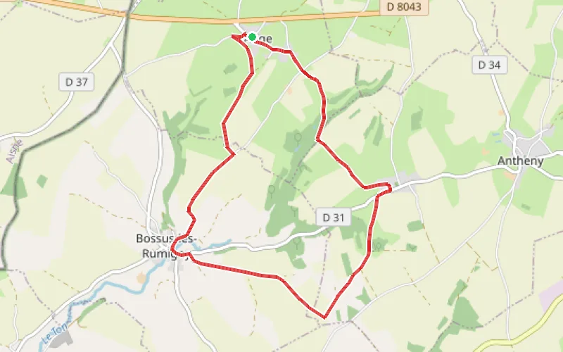 Tracé du parcours Cherchez le vent en Thiérache ardennaise