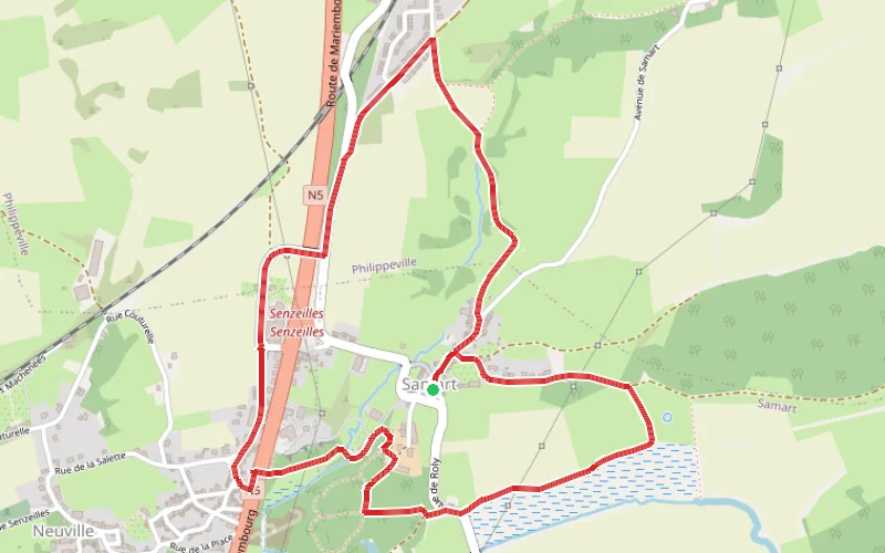 Tracé du parcours Autour du Ruisseau de Samart