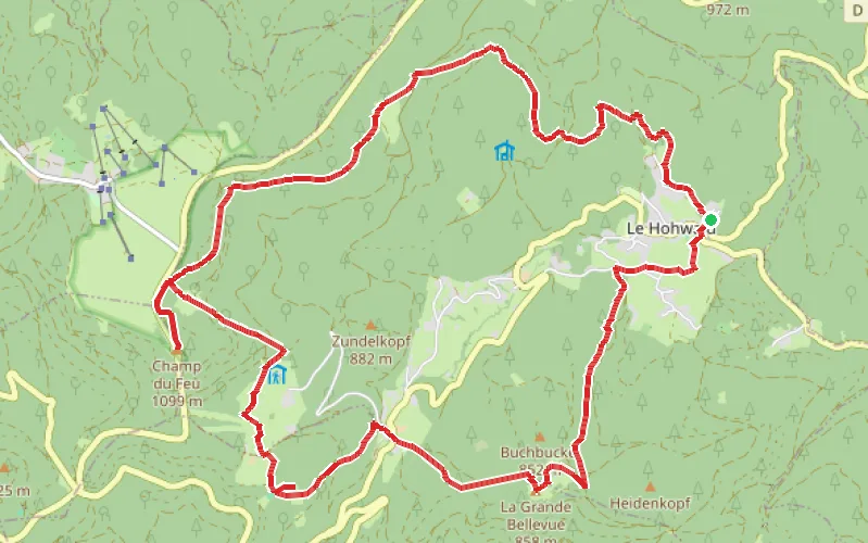 Tracé du parcours Boucle du Champ du Feu par Le Howhald et l'ancienne métairie