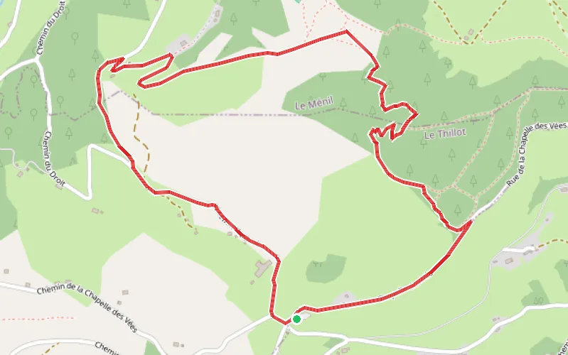 Tracé du parcours Chapelle des Vés et Four des Fées par le Haut de la Lochère