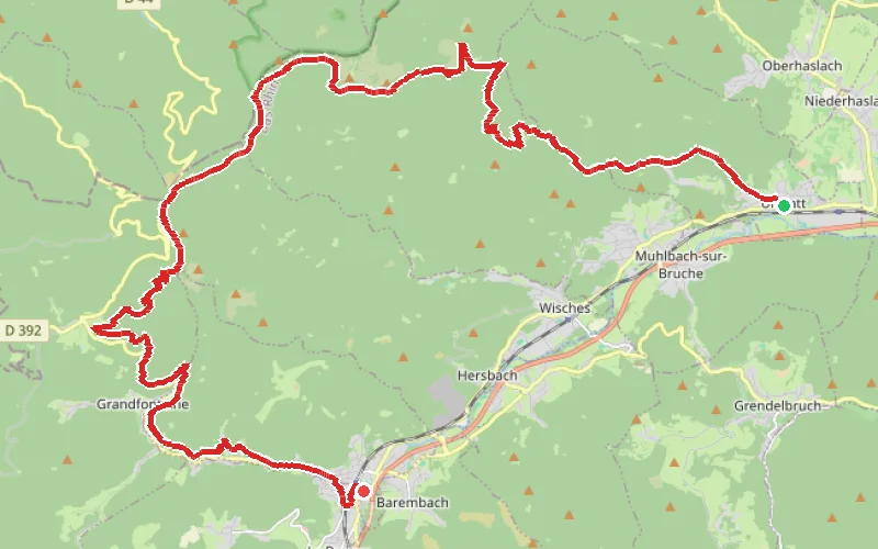 Tracé du parcours Urmatt - Schirmeck