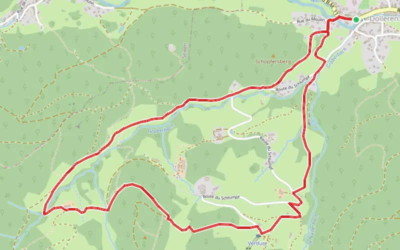 Tracé du parcours Circuit du Graber par le Schlumpf depuis Dolleren