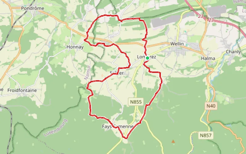 Tracé du parcours Par Monts et par Vaulx au départ de Lomprez