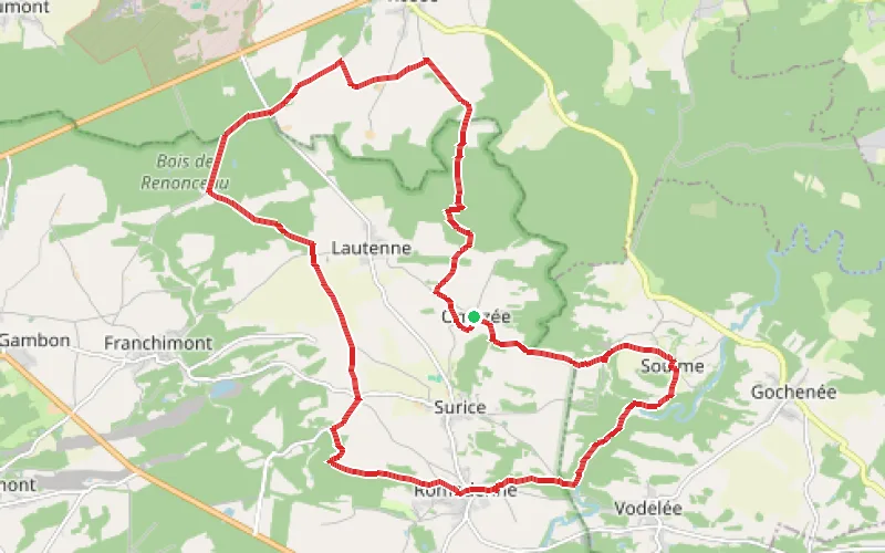 Tracé du parcours Grande Boucle autour de Lautenne et de Surice